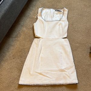 Zara white dress with black stitching